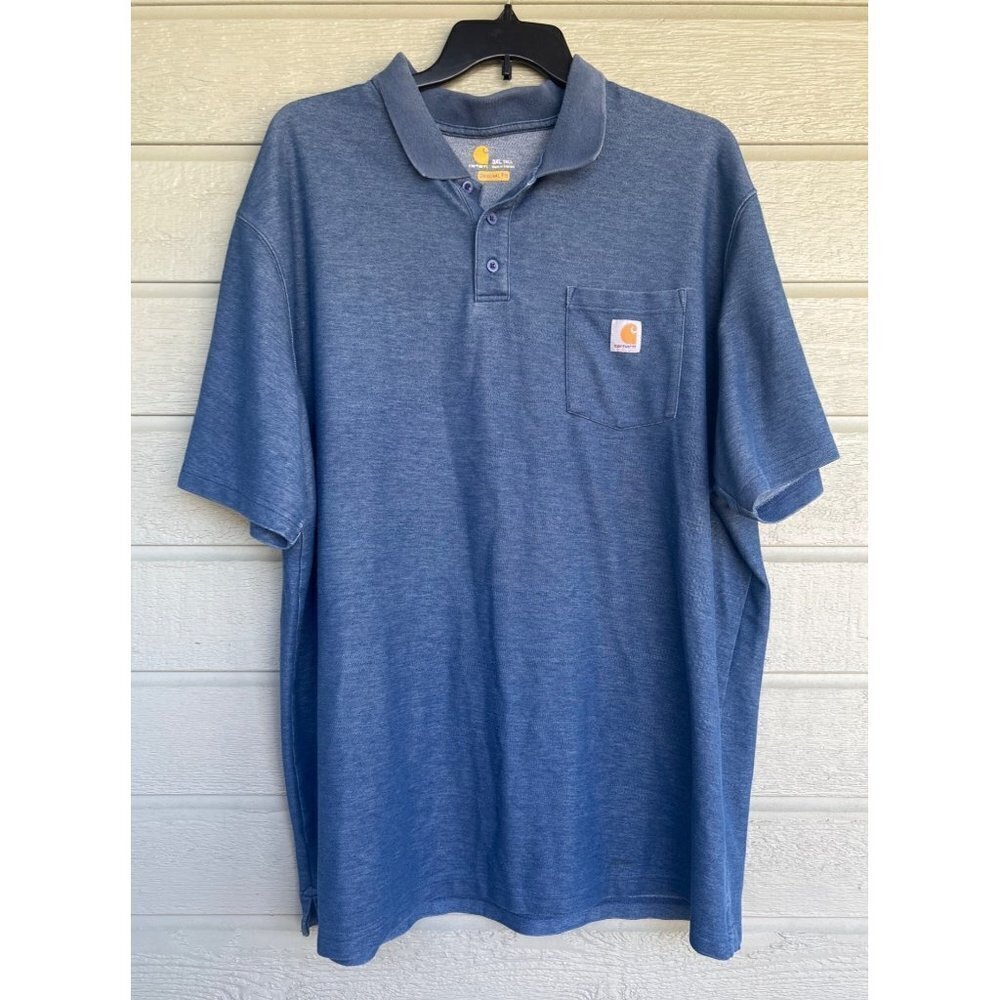 Carhartt Mens Polo Short Sleeve Shirt Size 3XL Tall Blue Original Fit